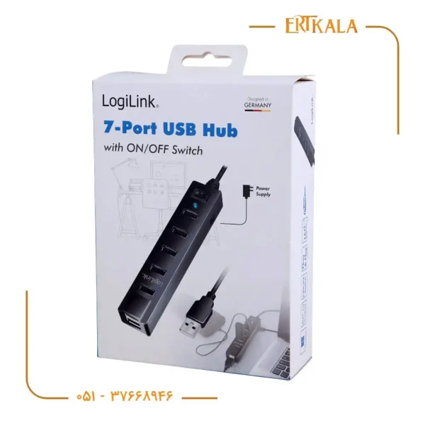 هاب کلید دار 7 پورت برند LogiLink
